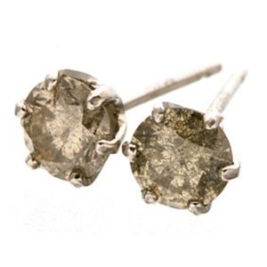 Pt900 天然ダイヤモンド0.733ct片耳ピアス　新品　ブラウン系　プラチナ Pt900 ブラウン ダイヤモンドピアス 0.5ct プラチナ 茶