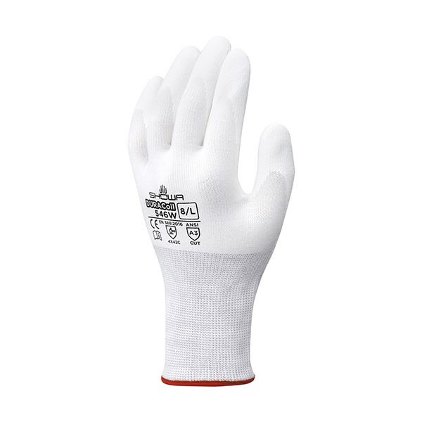 （まとめ）ショーワグローブ 耐切創背抜き手袋デュラコイル 546W L ホワイト NO546W-L 1双【×3セット】 白