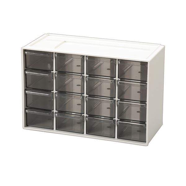 （まとめ） 小物キャビネット 整理 収納 シェルフ 戸棚 引出し16個 ライトグレー KC-30R 1台 【×3セット】 送料無料の通販は