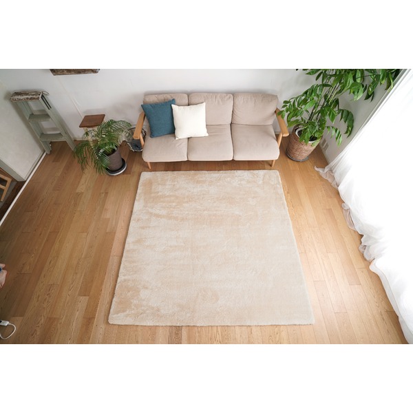 ラグ マット 絨毯 約190×240cm ベージュ 洗える ウォッシャブル 床暖房対応 クッション性 耐久性 マイクロファイバー 最高の手触り 2層ウレタンラグ 送料無料の通販は