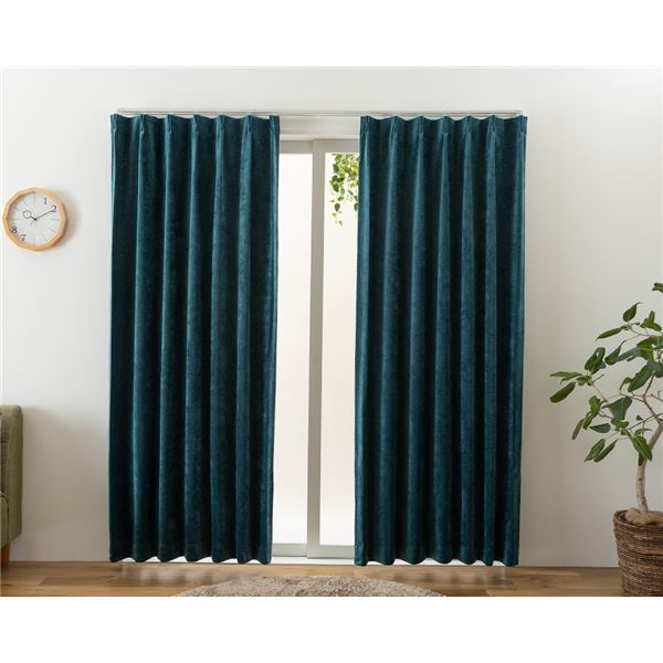 遮光カーテン 幅200cm×丈240cm 1枚 ダークグリーン 1級遮光 洗える