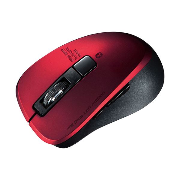 （まとめ） 静音Bluetooth5.0 ブルーLEDマウス 5ボタン レッド MA-BTBL155R 1個【×3セット】 赤 青 送料無料の通販は