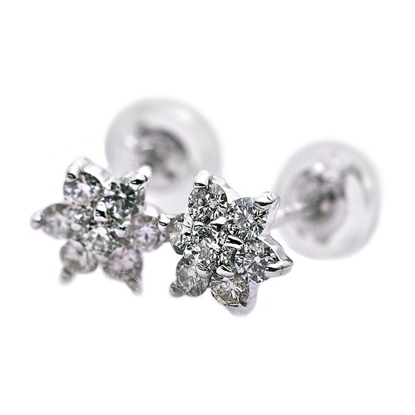 ダイヤモンド ピアス 0.3ct K18 ホワイトゴールド 0.3カラット 花