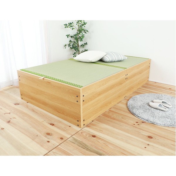 セミダブルベッド い草 藺草 大量整理 収納 ベッド セミダブル（SD）ナチュラル 組立品 送料無料の通販は