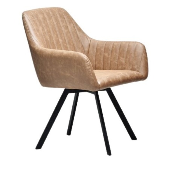 パーソナルチェア (イス 椅子) 約幅570mm カフェオレ PUレザー 金属 スチール パイプ 回転チェア ー お客様組立品 リビング ダイニング インテリア家具