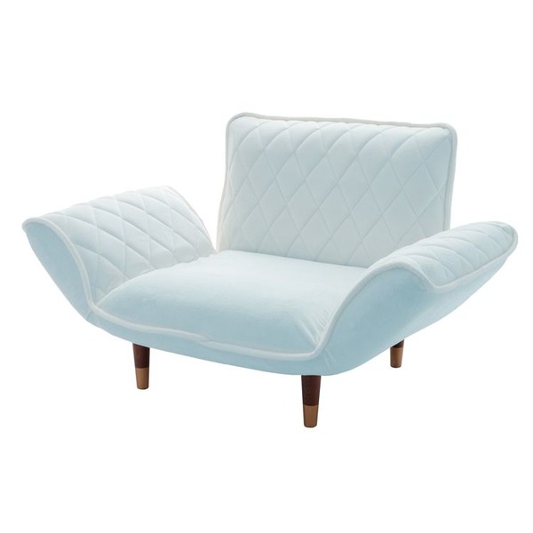 カウチ ソファー 約幅88〜127cm 1人掛け ダイヤモンドキルト ブルー リクライニング 金属 スチール パイプ ポケットコイルスプリング 青 送料無料の通販は 17,937円