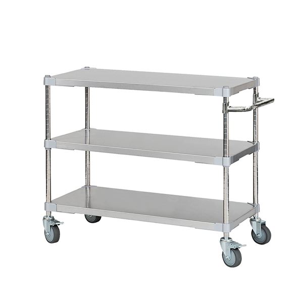 ステンレスシェルフ 整理 収納 棚 キャビネット ワゴン46×90cm 3段キャスター700 取っ手付きSV シルバー 組立式 送料無料の通販は