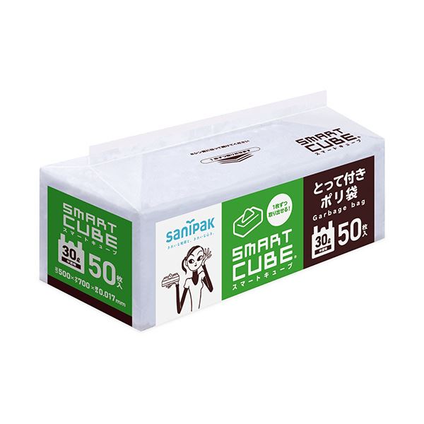 （まとめ） 日本サニパックスマートキューブポリ袋 とって付 半透明 30L 0.017mm SC39 1パック（50枚） 【×5セット】 送料無料の通販は 5,887円