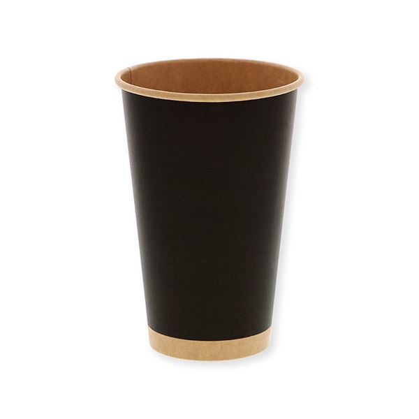 シモジマHEIKO ペーパーカップ アイス・ホット兼用 16オンス（510ml） 未晒ブラック 口径90mm #0045359441セット（1000個：25個×40パック） 黒 送料無料の通販は
