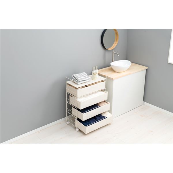 ランドリーラック 約幅60cm ホワイト キャスター付 移動可能 車輪付き