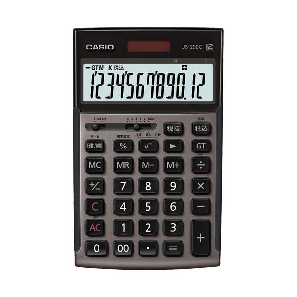カシオ 本格実務電卓日数＆時間計算 12桁 ジャストタイプ グレージュブラウン JS-20DC-GB-N 1台 茶 送料無料