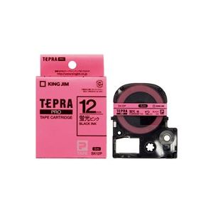 (業務用5セット) キングジム テプラPROテープ/ラベルライター用テープ 【幅：12mm】 SK12P 蛍光桃に黒文字