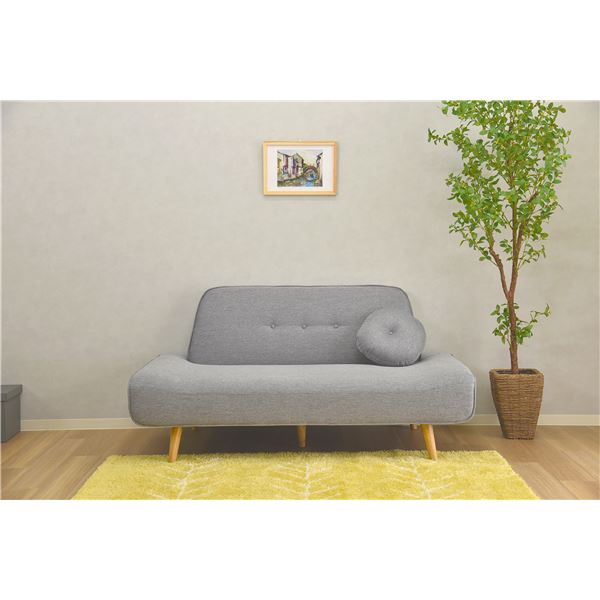 グレー ファブリックソファ 木製脚付き ソファー 約幅166cm グレー 木製 脚付き クッション付き ソファ 2.5P