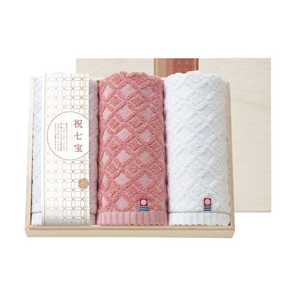 祝七宝 フェイスタオル3P(国産 日本製 木箱入) C5058106 七宝を祝福する国産木箱に詰め込まれた、贅沢な3枚のフェイスタオルセット 日本の職人技が光る、上質なフェイスタオル3枚組 送料無料の通販は 5,291円