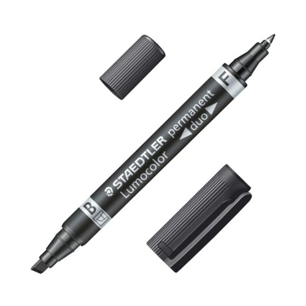 (まとめ）ステッドラー 油性マーカー ルモカラーデュオ 太書きB（1.5~4.0mm）/F（0.6mm） ブラック 348 B-9 1セット（10本）【×5セット】 黒