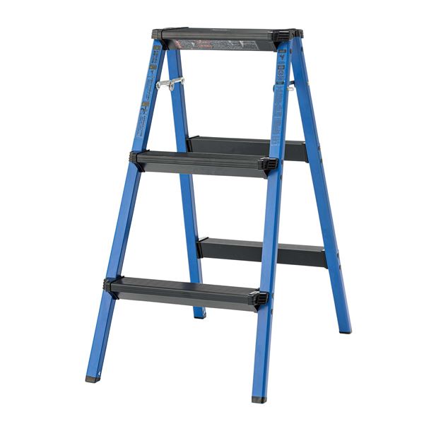 ステップ 踏み台 3段 約幅44×奥行64×高さ79cm ブルー アルミ ステップスツール イス バーチェア 椅子 カウンターチェア 完成品 作業 清掃 片付け アウトドア 青 送料無料の通販は 13,496円