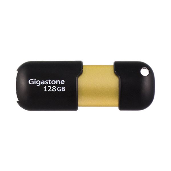 GigastoneUSB3.0フラッシュメモリ スライド式 128GB ブラック／ゴールド GJU3128GSLJ 1個 黒 送料無料の通販は