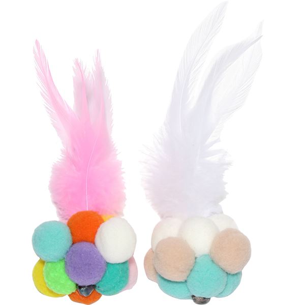 （まとめ）ファニーズ ポンポンフェザー （2個セット）【×5セット】 (犬用玩具) ねこのためのキャットニップ入りおもちゃ ふわふわポンポンフェザーが2個セットで楽しめる 犬用玩具としても大活躍 まとめ買いでお得な5セット 送料無料の通販は