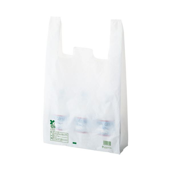 （まとめ） TANOSEEバイオマス配合レジ袋（乳白） 60号 1パック（100枚） 【×10セット】 送料無料の通販は