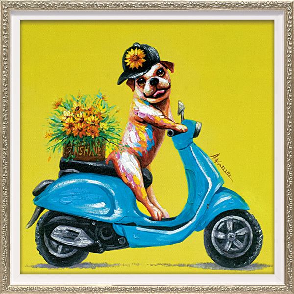 ユーパワー ハンドペイント オイルペイントアート Sサイズ 「デリバリードッグ」 送料無料の通販は