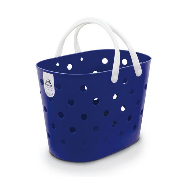 〔3個セット〕 ランドリーバスケット 洗濯かご 約幅45.6cm ネイビー 持ち手付き 持ち運び便利 丈夫 ニュードットEバスケット 送料無料の通販は 5,059円