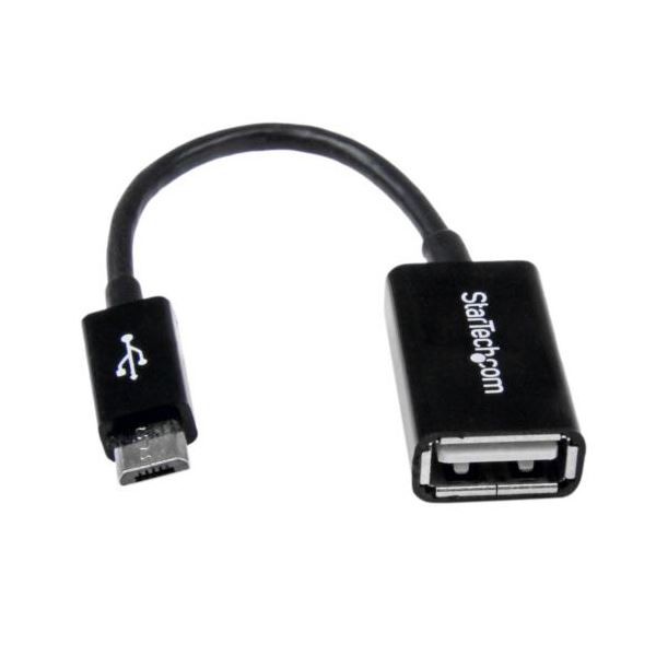 （まとめ） StarTech.com microUSB OTG変換アダプタ 12cm USB A（メス）-USB microB（オス） ブラックUUSBOTG 1個 【×5セット】 黒 送料無料の通販は
