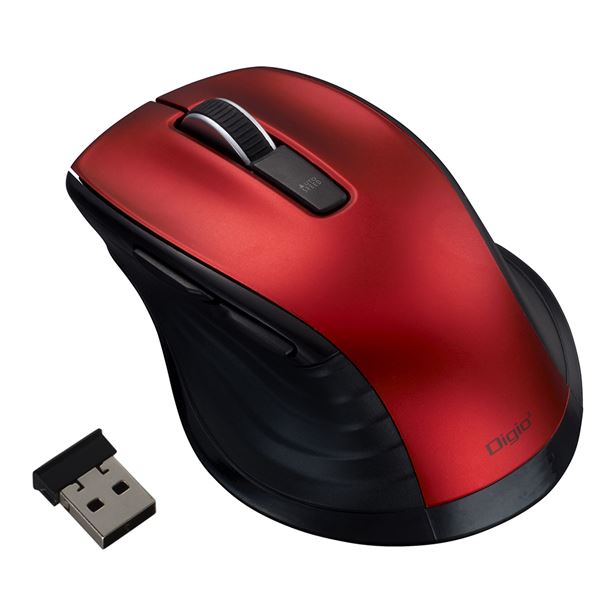 Digio2 無線 静音マウス 5ボタン／BlueLED MUS-RKF226R レッド 赤 静かで使いやすい、5つのボタンを搭載した青色LEDの無線マウス 静音マウス[F-Line] Digio2が進化して、より快適な操作性を提供します 赤 送料無料の通販は