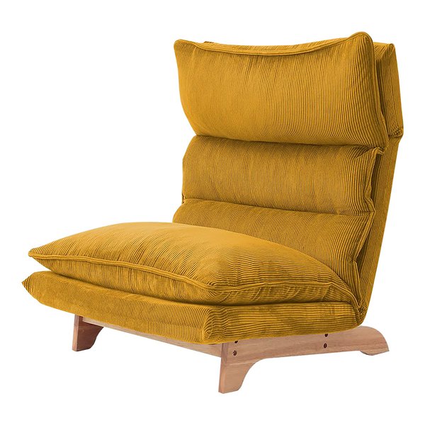 脚付きリクライニングローソファ 低い フロアタイプ ロータイプ フロアソファ オットマン 足置き セット コーデュロイイエロー 黄 送料無料の通販は