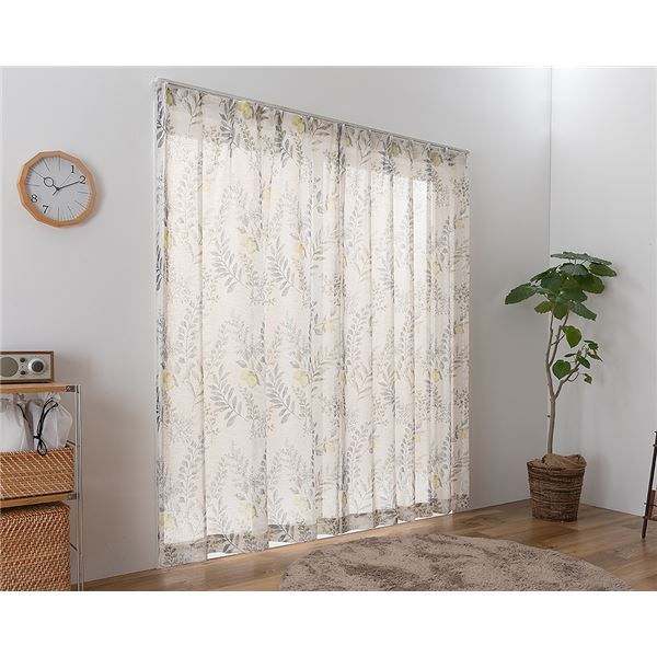 レースカーテン 幅100cm×丈118cm グリーン 2枚 洗える ウォッシャブル 日本製 国産 アジャスターフック付き シャンヌ GYBE リビング ダイニング 緑 送料無料の通販は 6,223円