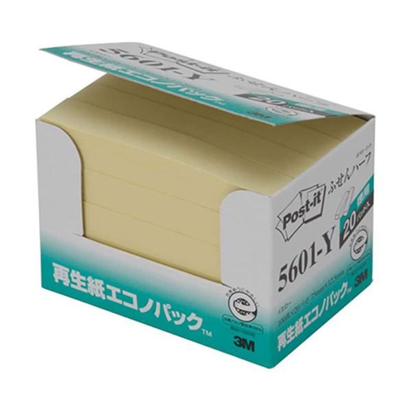 【5個セット】 3M Post-it ポストイット 再生紙エコノパック ふせんハーフ 3M-5601-YX5 送料無料の通販は