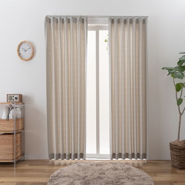 日本製 カーテン ドレープカーテン 防炎 洗える シンプル ナチュラル タッセル付き ウォッシャブル【幅100cm 長さ205cm 2枚 グレー】 送料無料の通販は 7,227円