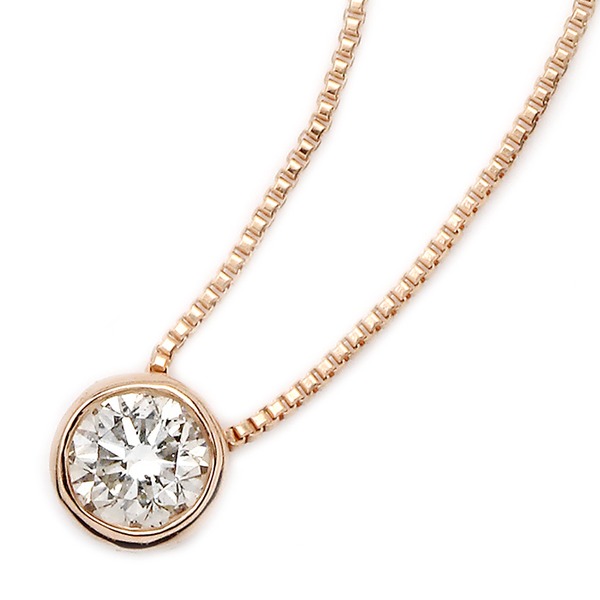 ダイヤモンド ネックレス 一粒 0.15ct K18 ピンクゴールド 覆輪留 フクリン シンプル ペンダント 送料無料の通販は 48,287円