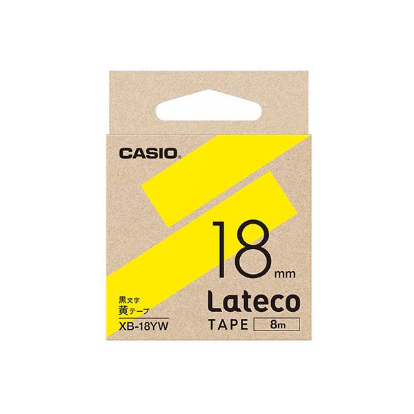 【5個セット】 カシオ計算機 Lateco 詰め替え用テープ 18mm 黄テープ 黒文字 XB-18YWX5 送料無料