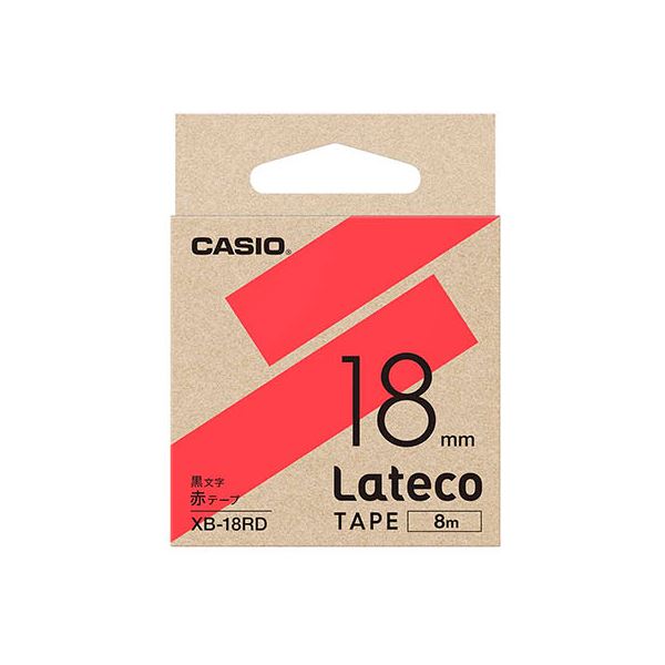 【5個セット】 カシオ計算機 Lateco 詰め替え用テープ 18mm 赤テープ 黒文字 XB-18RDX5 鮮やかな赤と黒のダンス 18mm幅のテープが8mの長さで5個セット テープを詰め替えて、さらなるクリエイティビティを広げよう 送料無料