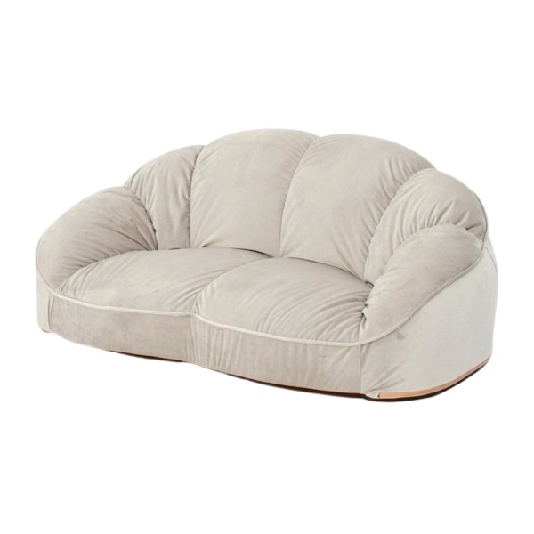 フロアソファ ー 約幅115cm 1.5人掛け ベロア ベージュ シェル型 ローソファ 低い フロアタイプ ロータイプ フロアソファ ー リビング ダイニング 子供部屋 プレゼント 送料無料の通販は