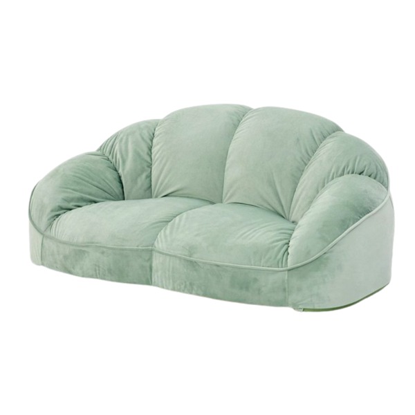 フロアソファ ー 約幅115cm 1.5人掛け ベロア グリーン シェル型 ローソファ 低い フロアタイプ ロータイプ フロアソファ ー リビング ダイニング 子供部屋 プレゼント 緑 送料無料の通販は