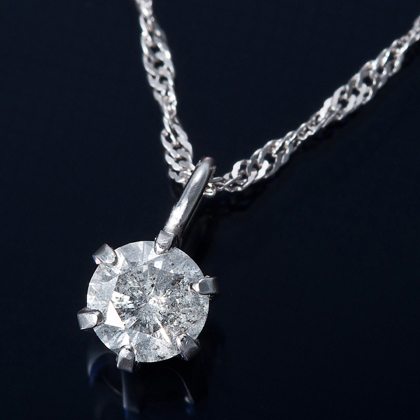 K18WG 0.1ctダイヤモンドペンダント/ネックレス スクリューチェーン（鑑定書付き） 送料無料の通販は 32,250円