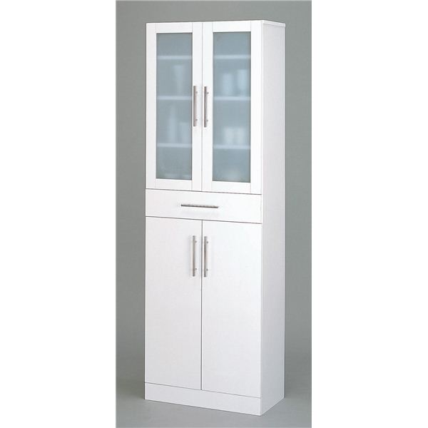 ガラス扉食器棚 台所 キッチン台 キッチンボード 戸棚 /キッチン 整理 収納 【幅60cm×高さ180cm】 ミストガラス使用 『カトレア』 大容量 大型 【組立】 送料無料の通販は 36,588円