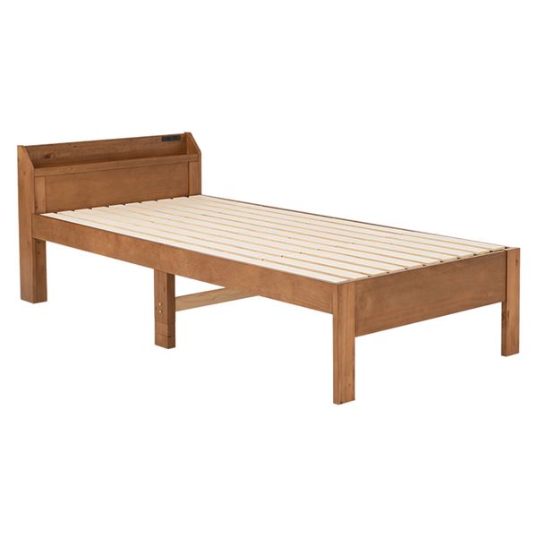 シングルベッド 茶 ライトブラウン ベッド シングル 約幅97.5cm ボンネルコイルマットレス付き セット ライトブラウン 木製 高い耐久性 頑丈 すのこ 蒸れにくく 通気性が良い ベッド コンセント付 組立品 茶 送料無料の通販は