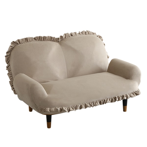 送料無料】大人かわいい リクライニング フリル付き2人掛けベロア