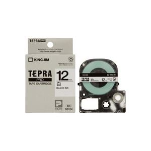 (業務用5セット) キングジム テプラPROテープ/ラベルライター用テープ 【幅：12mm】 SS12K 白に黒文字 送料無料