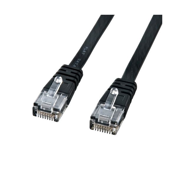【5個セット】 カテゴリ6フラットケーブル 配線 2m（ブラック） KB-FL6-02BKNX5 黒 送料無料