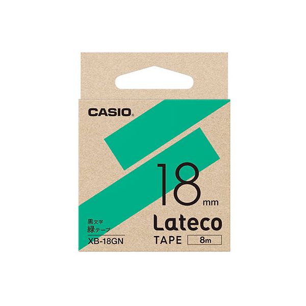 【5個セット】 カシオ計算機 Lateco 詰め替え用テープ 18mm 緑テープ 黒文字 XB-18GNX5 送料無料