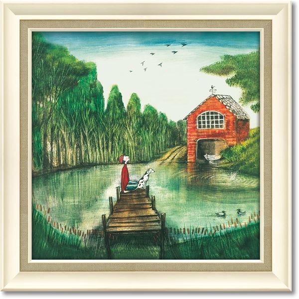 絵　軽量絵画★ゲルアートフレーム・ジョー ラム「オールド ドッグ イン」風景・海 ユーパワー ジョー・ラム Gel加工 アートフレーム 「オールド ドッグ