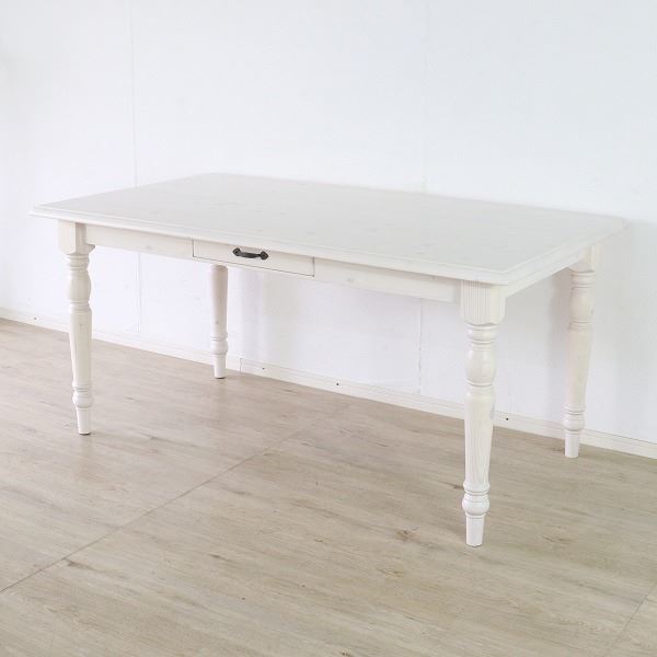 ダイニングテーブル ダイニング用テーブル 食卓テーブル 机 食卓テーブル 約幅150cm ホワイト 木製 引き出し付き インテリア家具 リビング家具 組立品 白 送料無料の通販は