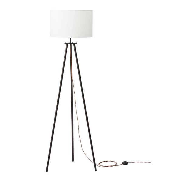 スタンドライト ライト 照明 器具 約幅50×奥行46×高さ151cm ブラック 金属 スチール アルミ 電球付(LHB-91) お客様組立品 リビング ダイニング 黒 送料無料