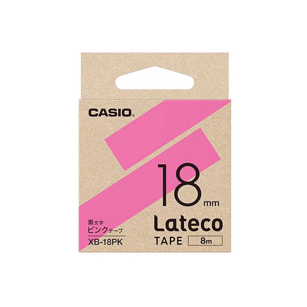 【5個セット】 カシオ計算機 Lateco 詰め替え用テープ 18mm ピンクテープ黒文字 XB-18PKX5 送料無料