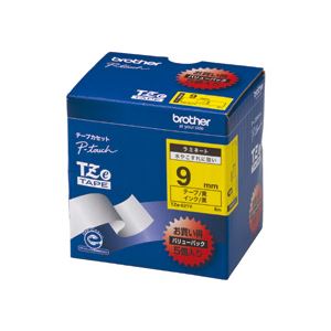 ブラザー BROTHER ピータッチ TZeテープ ラミネートテープ 9mm 黄/黒文字 業務用パック TZE-621V 1パック(5個) ビジネスに最適 高品質ラミネートテープ 黄色の背景に黒文字で目立つ ピータッチ用カートリッジ5個入り 送料無料