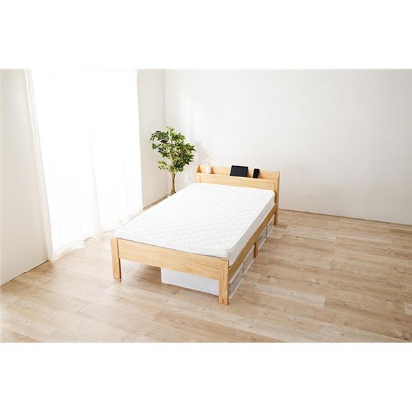 セミダブルベッド ベッド セミダブル 約幅120.5cm ポケットコイルマットレス付き セット プレーンナチュラル 木製 高い耐久性 頑丈 すのこ 蒸れにくく 通気性が良い ベッド コンセント付 組立品 送料無料の通販は 45,161円