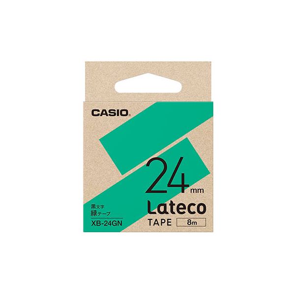 【5個セット】 カシオ計算機 Lateco専用詰替用テープ/緑に黒文字/24mm XB-24GNX5 鮮やかな緑の24mm幅テープ8m×5個セット Latecoに最適 手軽に交換できる信頼性の高いテープ プロ仕事に必須 送料無料